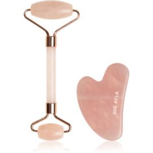 Zoë Ayla Rose Quartz Facial Roller And Gua Sha Tool set cadou faciale
