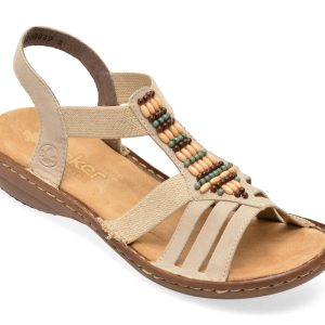 Sandale RIEKER bej, 60851, din piele ecologica