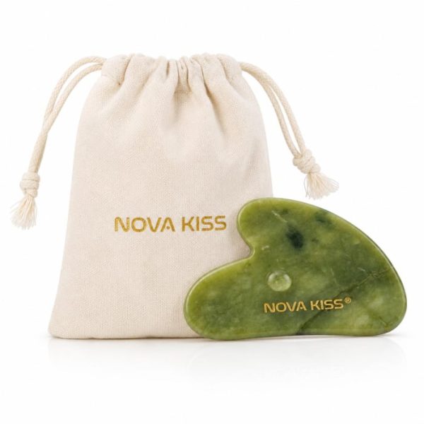 768623.jpg Piatra Gua Sha din Jad Natural NOVA KISS pentru Masaj Facial, Antirid si Drenaj Limfatic, Include Saculet de Bumbac
