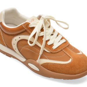Pantofi sport FLAVIA PASSINI maro, T265105, din material textil si piele naturala