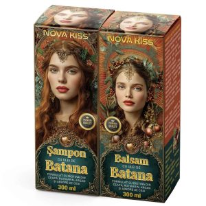 Set Sampon si Balsam cu Ulei de Batana pentru Cresterea si Regenerarea Parului NOVA KISS  , 2 x 300 ml