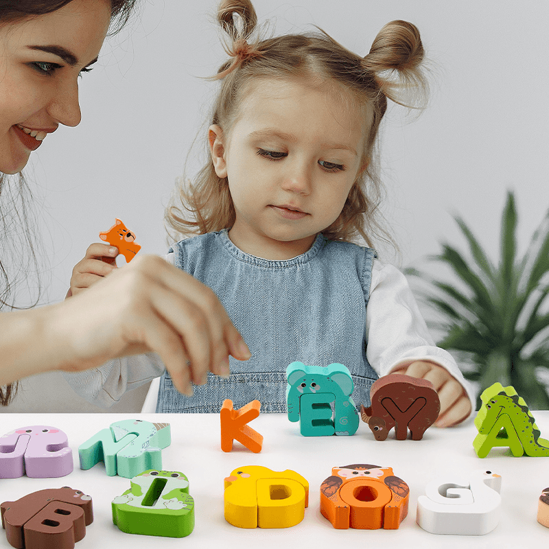 Set Alfabet Creativ din Lemn Ludiro, Litere cu Animale Montessori, Educatie prin Joaca, + 3 Ani - Default Title