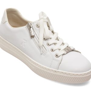 Pantofi sport RIEKER albi, L59L1, din piele naturala