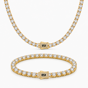 Set Colier+Bratara Monaco Tennis Gold 6MM Placat Cu Aur
