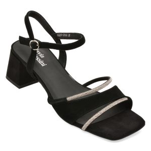 Sandale elegante FLAVIA PASSINI negre, ATH219, din piele intoarsa