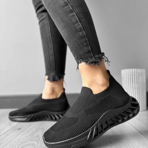 Adidasi dama casual din panza  negri 90   N7-2