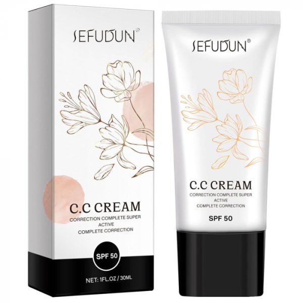 930047.jpg Crema corectoare pentru ten cu SPF50, Acoperire completa, Finish mat, Rezistenta, Anti Roseata, CC Cream Sefudun, 30 ml
