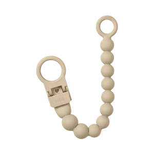 Clip pentru suzeta BIBS Beaded, cu margele din silicon Vanilla