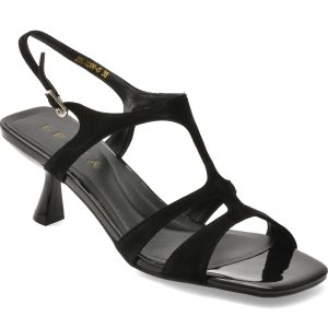 Sandale elegante EPICA negre, 3269, din piele intoarsa