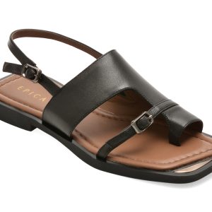 Sandale EPICA negre, D672, din piele naturala