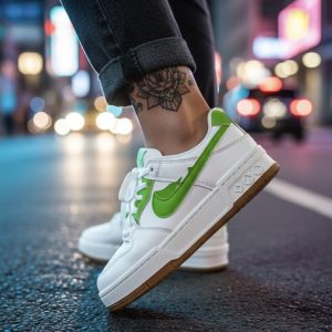 Adidasi dama albi cu verde casual  9981 N14-2