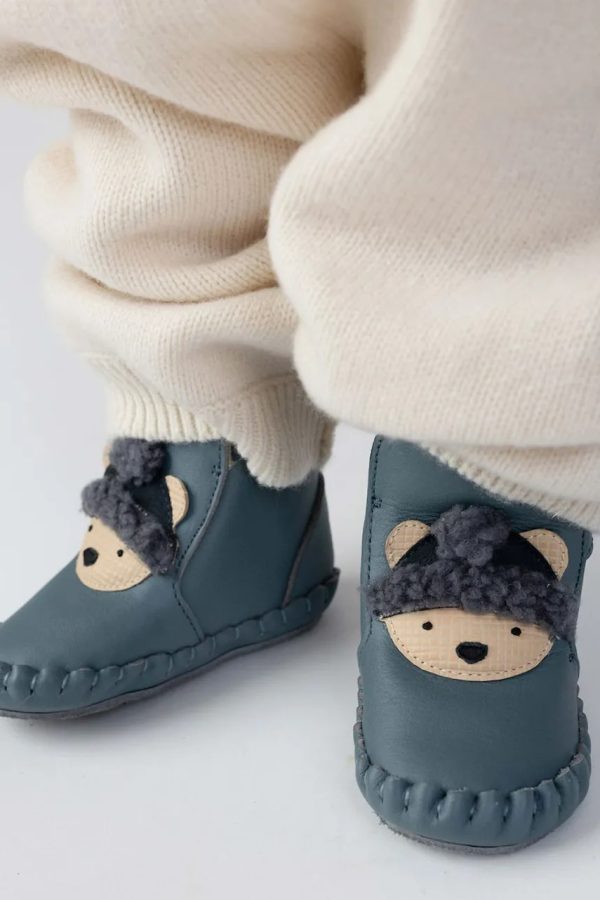 Donsje  încălțăminte pentru bebeluși din piele Junus Booties Polar Bear