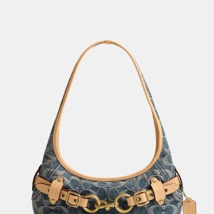 AW26-TODZSZ-55J_F1.jpg Coach hobo bag pentru femei din denim Belted Ergo Shoulder Bag 26