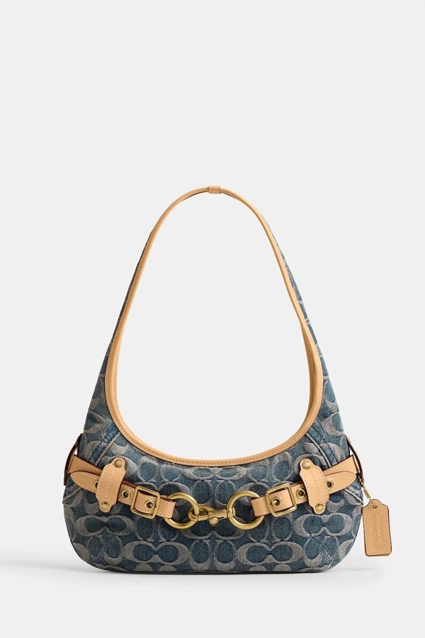 AW26-TODZSZ-55J_F1.jpg Coach hobo bag pentru femei din denim Belted Ergo Shoulder Bag 26