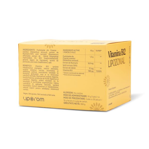 Vitamina B12 Lipozomală 300 mg Liporom – energie, sistem nervos și imunitate