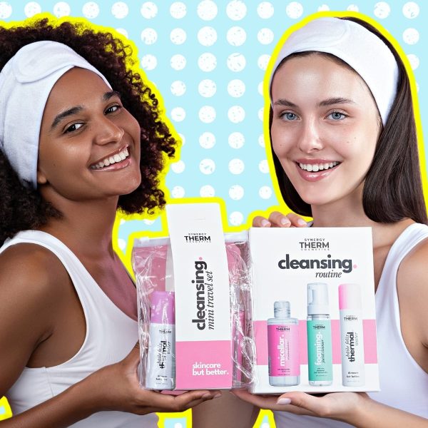Set curățare CLEANSING ROUTINE rutină completă de demachiere și curățare a tenului cu apă micelară, cleanser spumant și spray cu apă termală