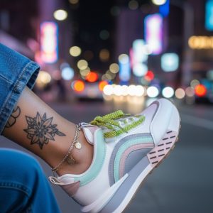 Adidasi dama casual albi cu roz CL2302 N11-3
