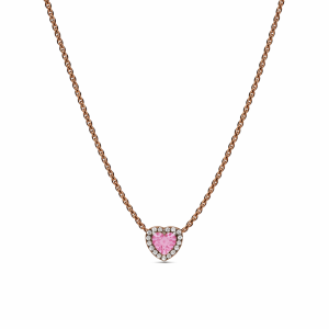 Colier Pink Heart Rose Cu Argint