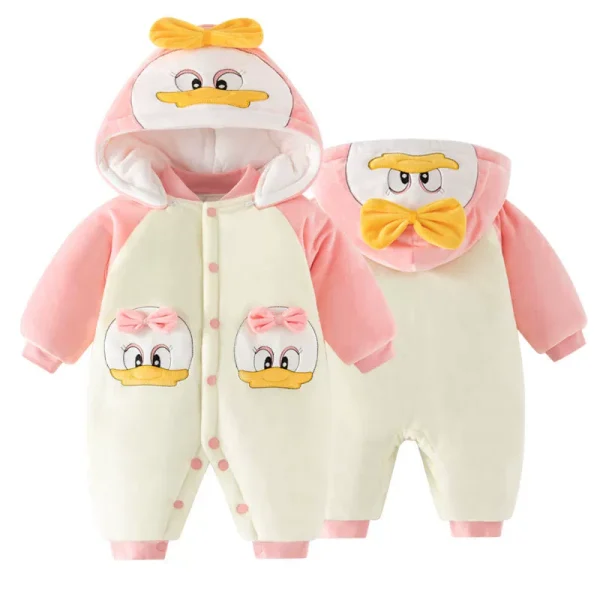 Combinezon Roz Fetite Duck - 12-18 luni