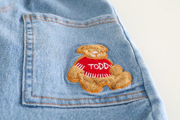 Compleu Bluza Crem si Pantaloni Albastri Cute Bear - 2-3 ani