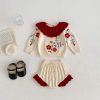 Compleu Crem Tricotat Cu Detalii Fetite Linda - 2-3 ani