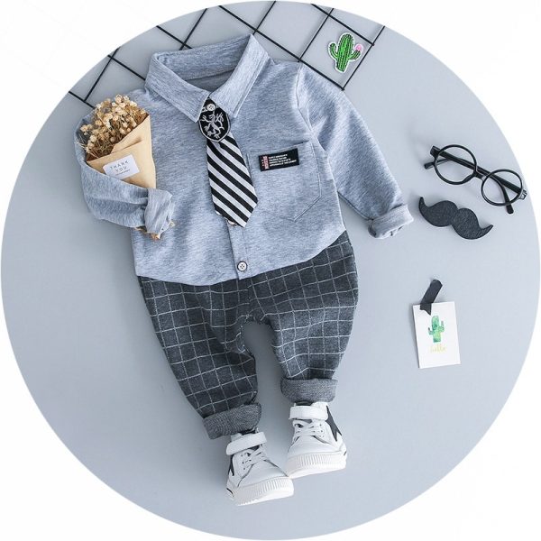 Costum Baieți Elegant Cu Cămașă Gri - 18-24 luni