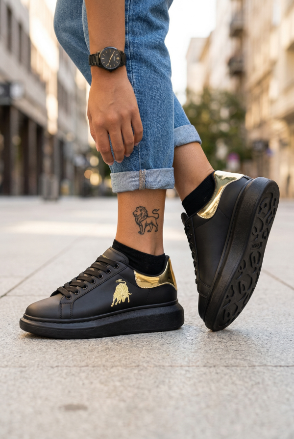 FCL805-adidasi-dama-online-negru-c.png Adidasi dama casual negri cu imprimeu auriu FCL805 T6-2