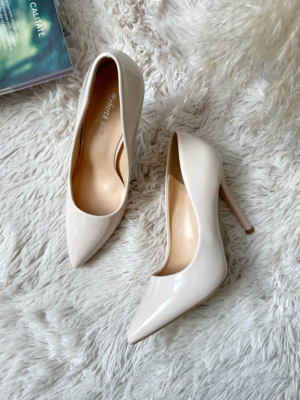 Pantofi eleganti dama  cu toc subtire bej GH105 N7-3