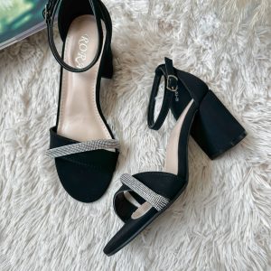 Sandale dama negre  piele intoarsa GH110  N13-4