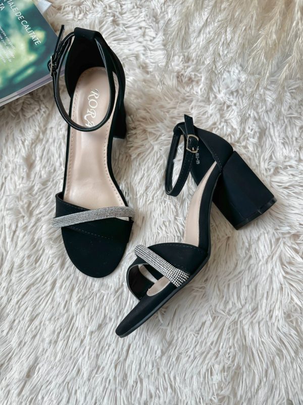 Sandale dama negre  piele intoarsa GH110  N13-4