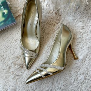 Pantofi eleganti dama  cu toc subtire aurii GQ05  T5-4