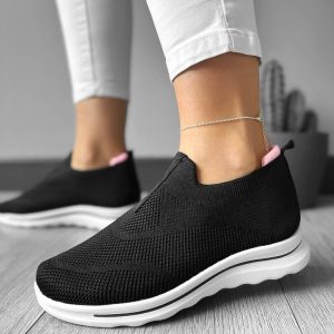 Adidasi dama casual din panza  negri H60 T55-3
