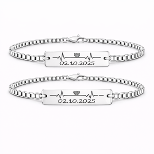Set 2 Bratari Personalizate Data cu Argint