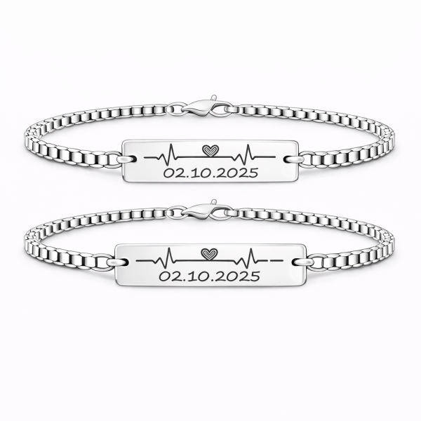 Set 2 Bratari Personalizate Data cu Argint