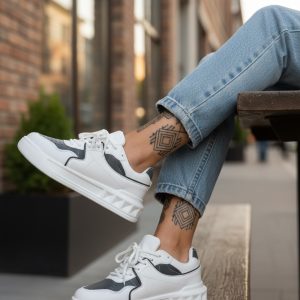 Adidasi dama casual  albi cu gri  VLT L77