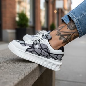 Adidasi dama casual  albi cu gri  VLT L77 N8-1