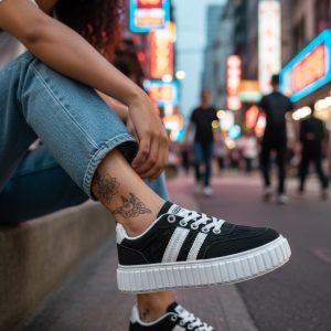 Adidasi dama casual  negri cu alb   LA351 N3-3