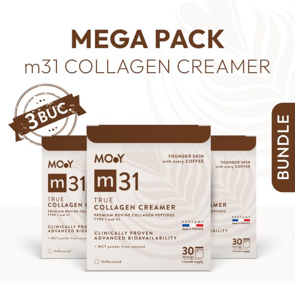 Megapacks_23.m31truecollagencreamer_1200x1200.jpg Mega Pack m31 True collagen creamer, colagen hidrolizat bovin premium, 5.000mg, tip I si III, fara aroma, 210 g, 30 portii, Molecules of Youth, Pachet Promotional