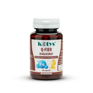 Q-Fier.jpg Fier Bisglicinat 36 mg, 60 capsule , care este ideal în dietele pentru anemie si susține producția de globule rosii, Kotys