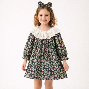 Rochie-Eleganta-Fetite-Imprimeu-Floral-cu-Guler-Alb-Supradimensionat1.png Rochie Elegantă Fetițe Imprimeu Floral cu Guler Alb - 18-24 luni