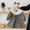 Rochie Elegantă Fetițe Imprimeu Floral cu Guler Alb - 2-3 ani