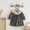 Rochie Elegantă Fetițe Imprimeu Floral cu Guler Alb - 2-3 ani