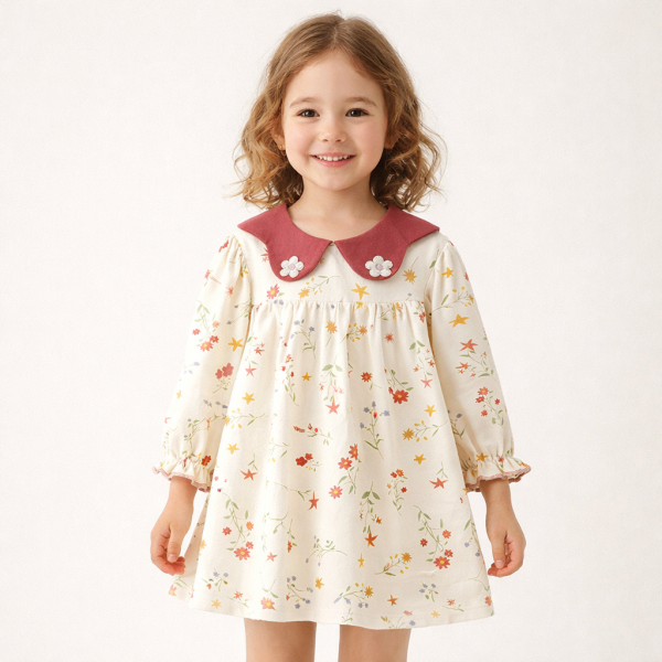 Rochie-Fetite-Crem-cu-Floricele-Sabina1.png Rochie Fetițe Crem cu Floricele Sabina - 12-18 luni
