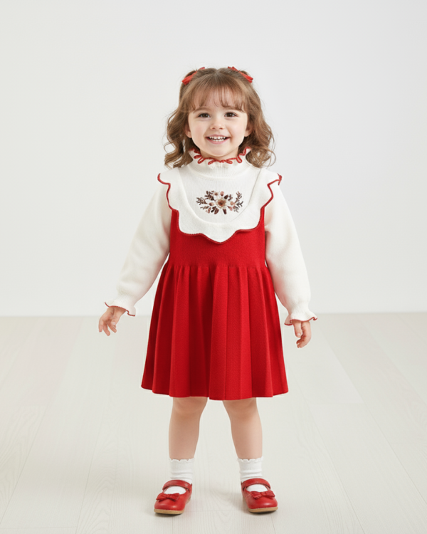 Rochie Fetite Rosie cu Broderie Freya - 6-7 ani