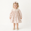 Rochie Roz Fetite cu Floricele Eliza - 3-4 ani