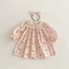 Rochie Roz Fetite cu Floricele Eliza - 3-4 ani