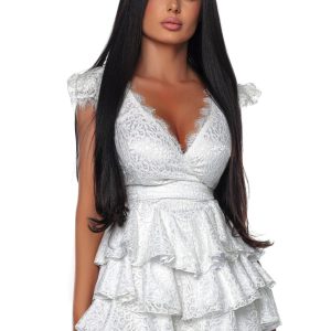Rochie dantela cu volane