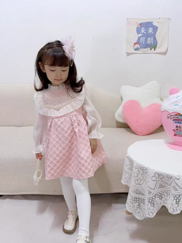 Rochita Roz Fetite cu Broderie Anora - 2-3 ani
