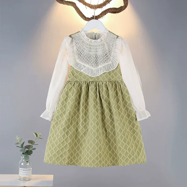 Rochita Verde Fetite cu Broderie Anora - 2-3 ani