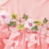 Rochiță Fetite Roz Tulle și Aplicații Florale Noelia - 6-9 luni
